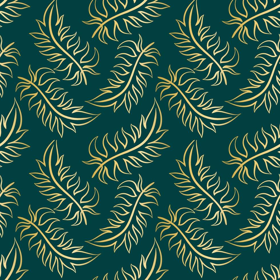 goldene Federn auf smaragdgrünem Hintergrund vektor