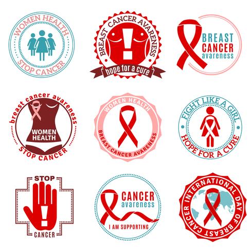 Bröstcancer Emblems Logo Set vektor