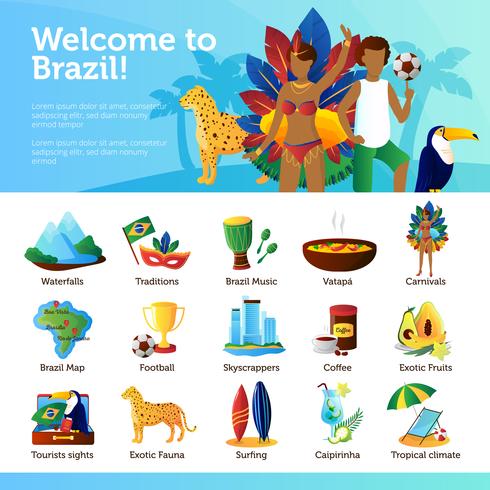Brasilien för Resande Infographic Flat Poster vektor
