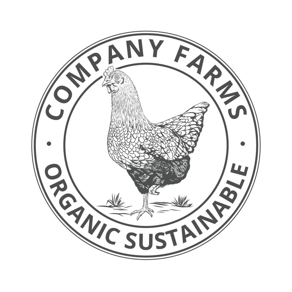 vintage kycklingfarm logotyp mall vektor