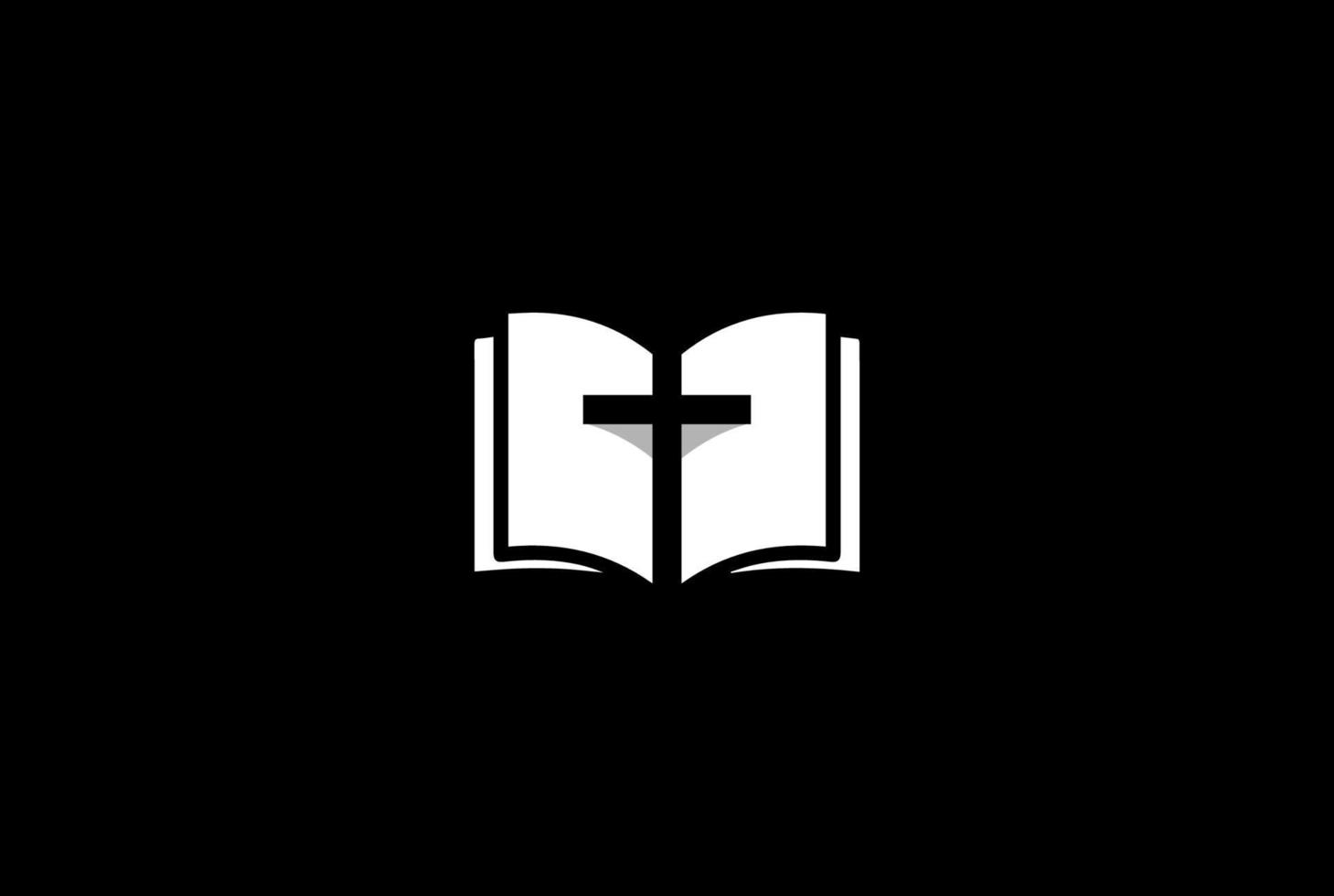 einfacher christlicher jesus kreuz bibel buch kirche religion logo design vektor