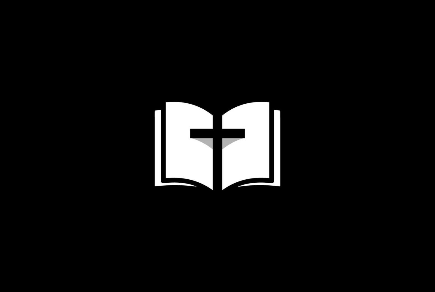 enkel kristen jesus kors bibel bok kyrkan religion logotyp design vektor