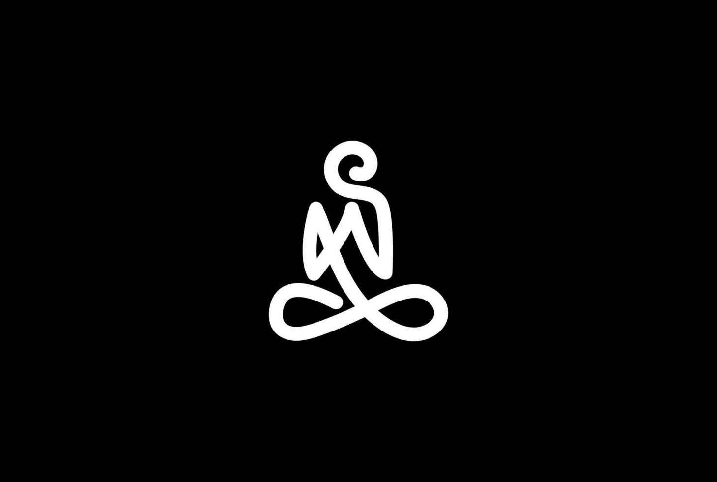 Yoga Meditation Buddha beten Linie Umriss Monoline Logo Design Vektor