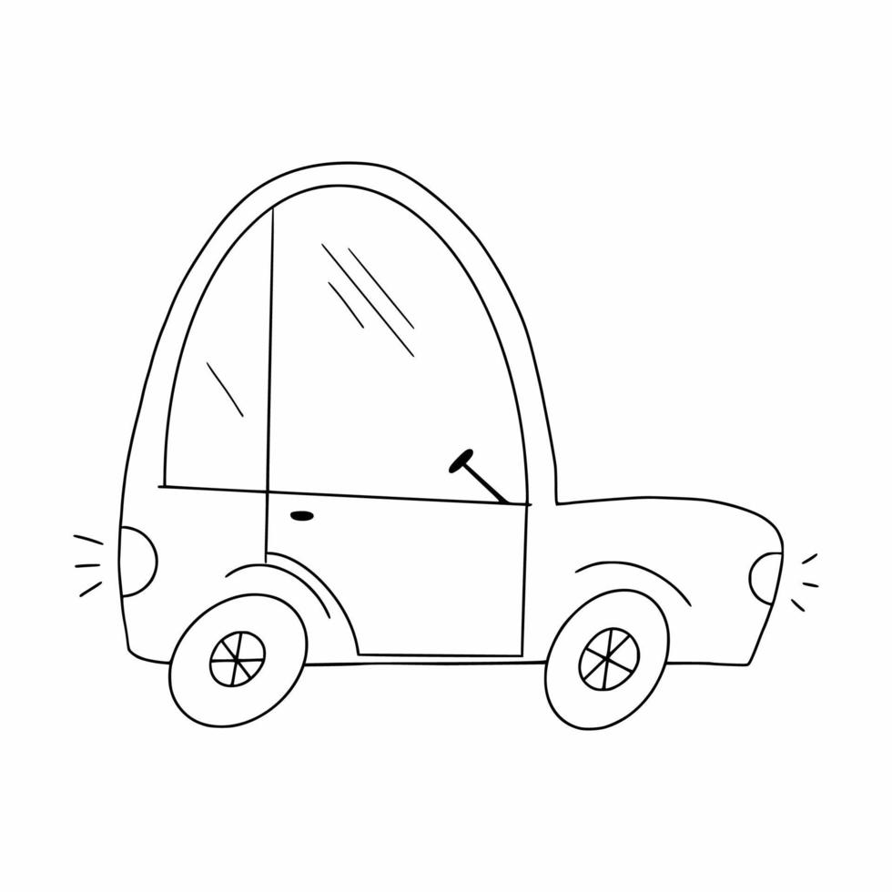 Pkw im Doodle-Stil. Zeichnung des Autos für das Kind. vektor