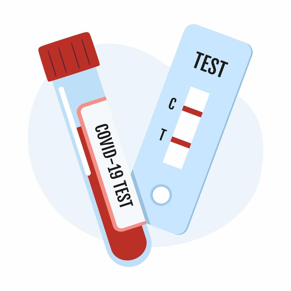 snabbtest för covid-19 och blodprov in vitro. laboratorieforskning. vektor