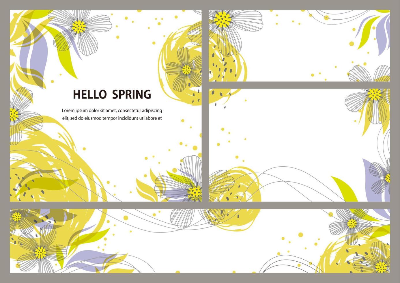 Satz von Vektor abstrakten Frühling Blumenhintergründe und Grußkarten auf einem einfarbigen Hintergrund isoliert.