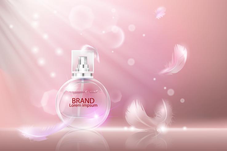Vektor illustration av en realistisk stil parfym i en glasflaska.
