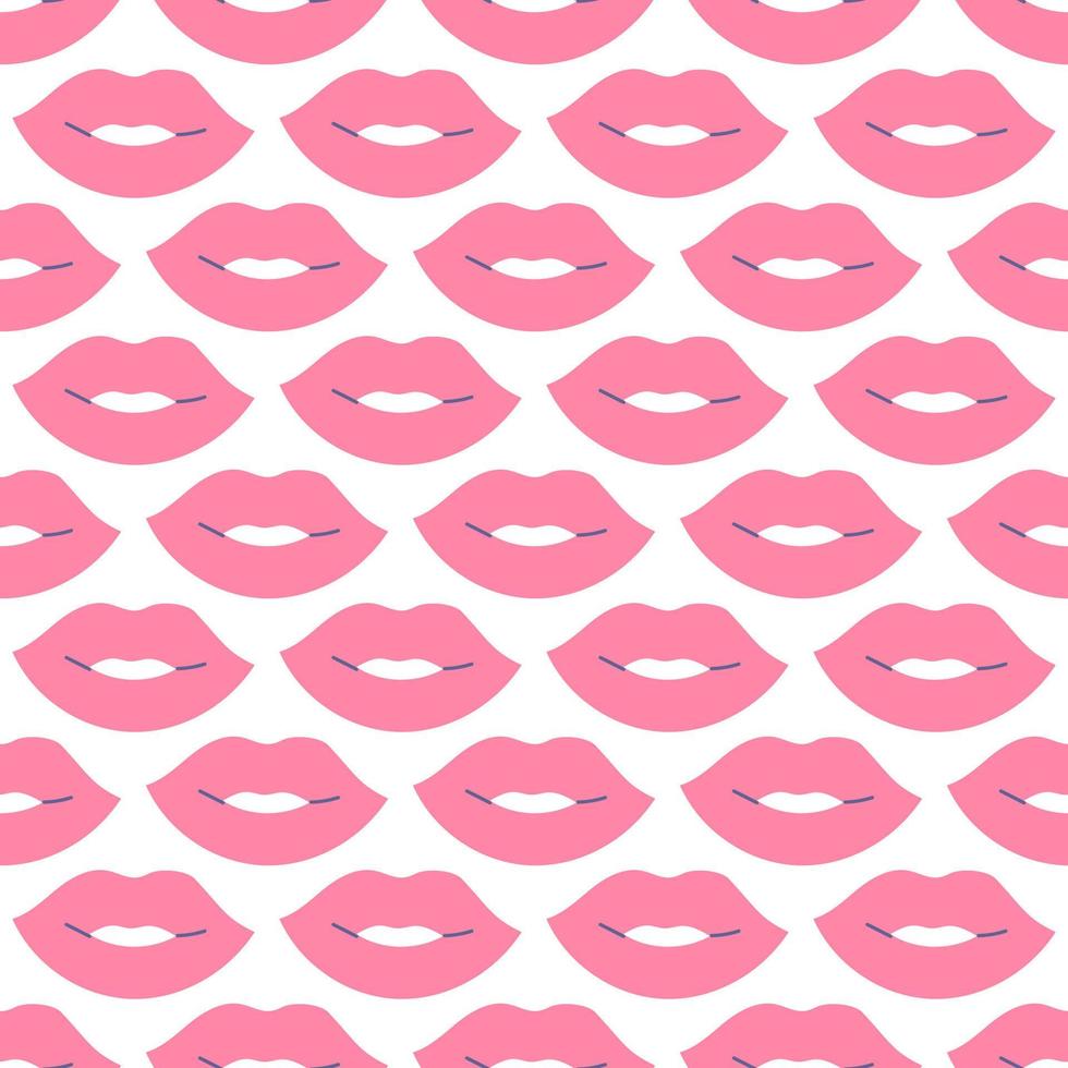 rosa Lippen auf weißem Hintergrund, nahtloses Vektormuster vektor