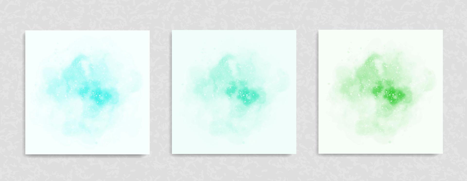 uppsättning av mintgrön blå gradient akvarell vektor bakgrund
