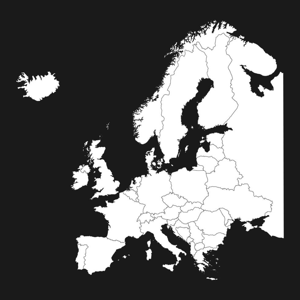 Europakarta med landsgränser kontur grafisk vektor