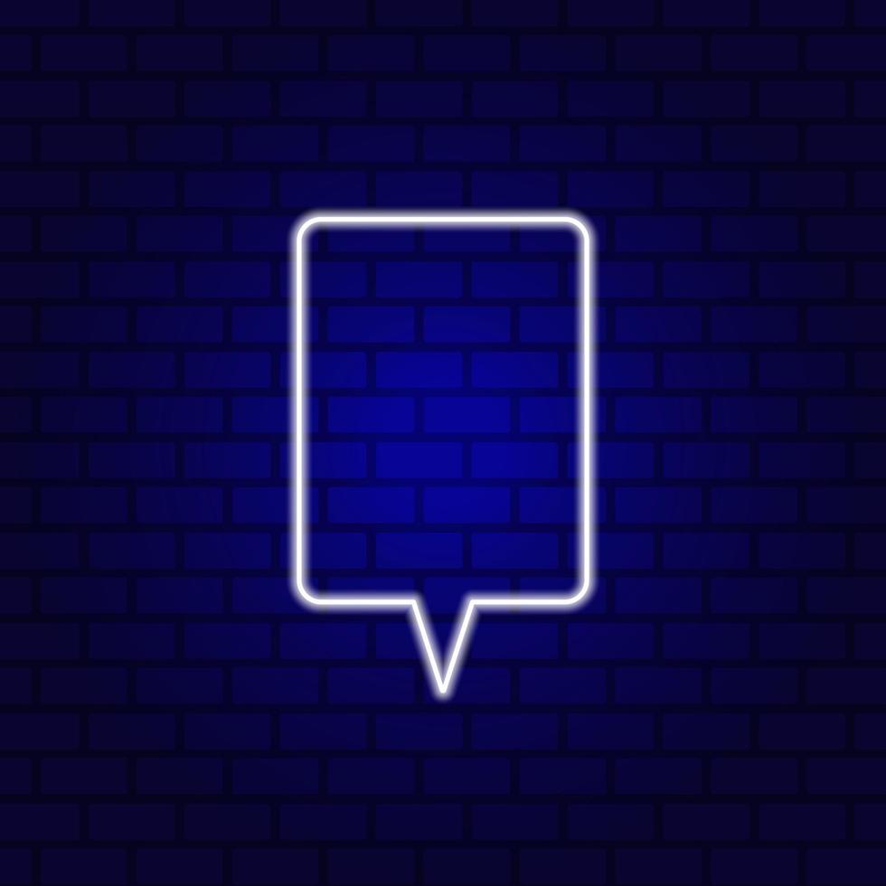 Neon Spech Bubble Banner auf dunklem leerem Grunge-Ziegelstein-Hintergrund. vektor
