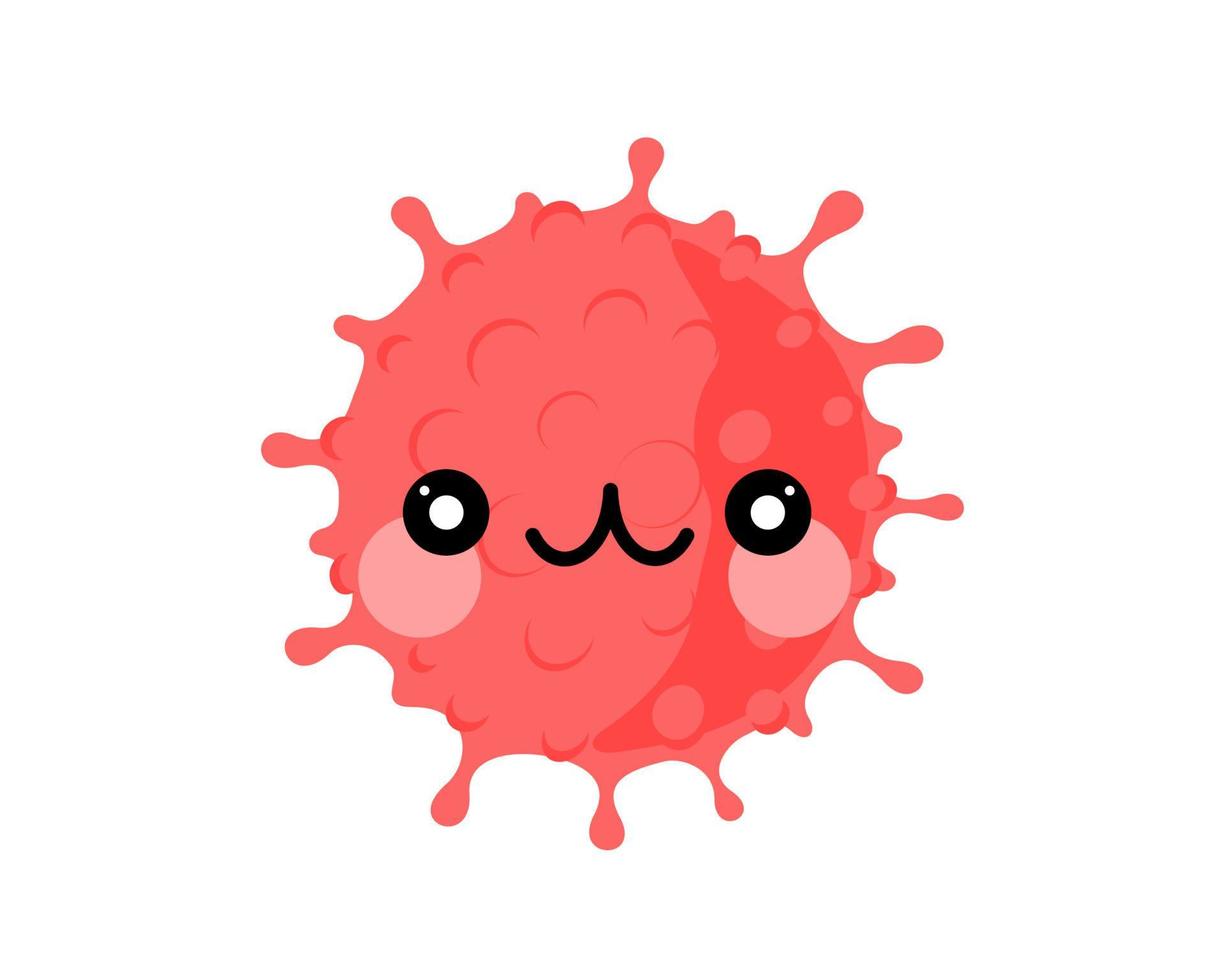 Coronavirus Emoji Kawaii Gesicht. lustiges süßes Corona-Virus-Charaktersymbol vektor
