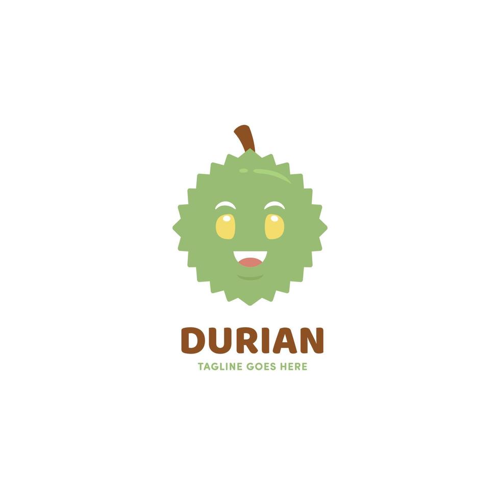 niedliche Durian-Gesicht-Logo-Maskottchen-Symbol-Vorlage vektor