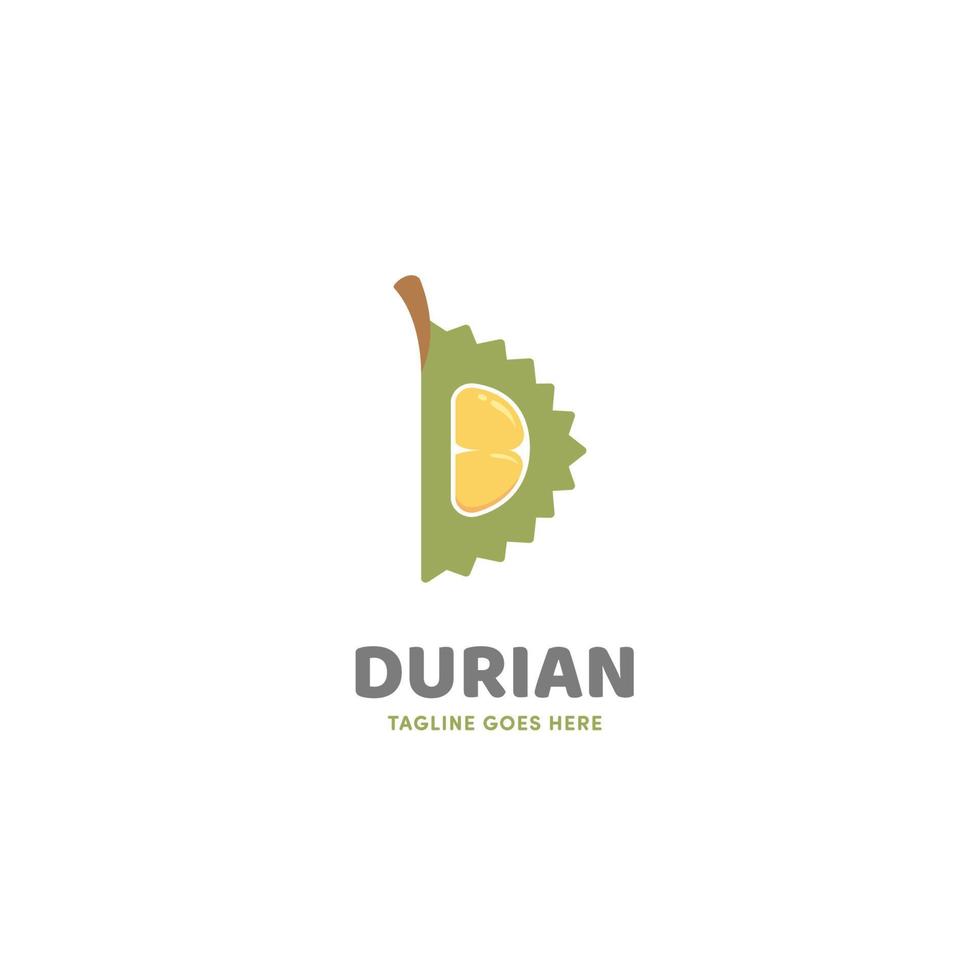 Durian Open Slice Logo-Symbol in Buchstabe d-Form vektor