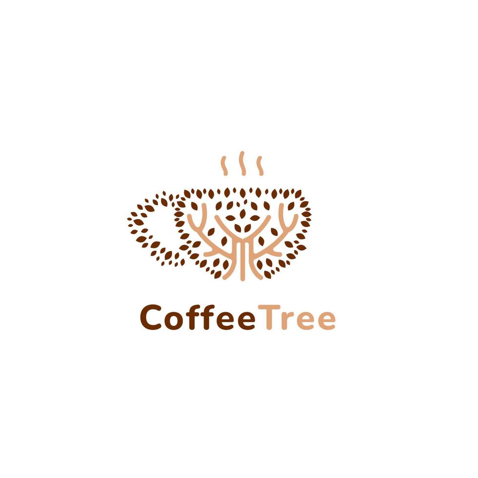 kaffe träd natur kaffekopp logotyp ikon vektor