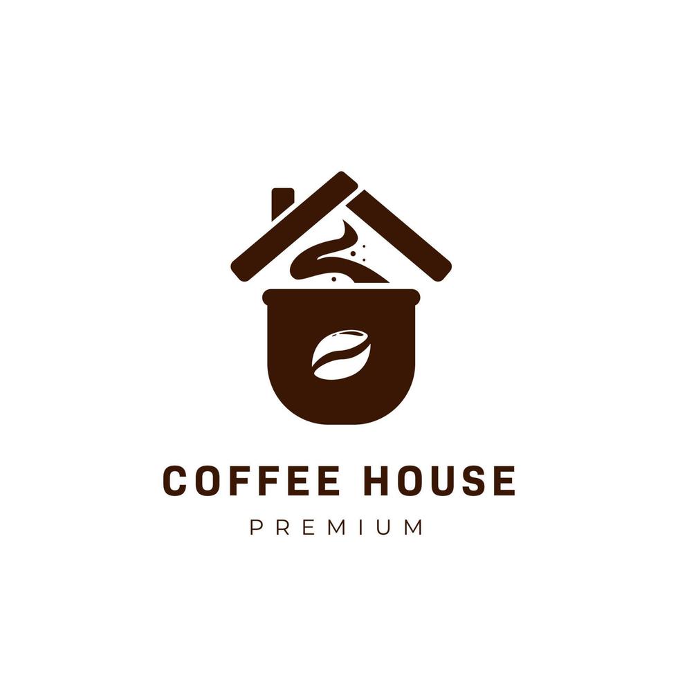 kaffehus logotyp med kopp kaffe och tak ikon symbol vektor