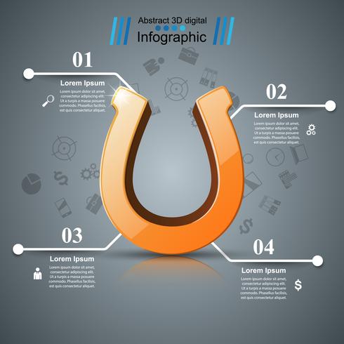 Hästsko, fyra linjer - Business Infographic. vektor