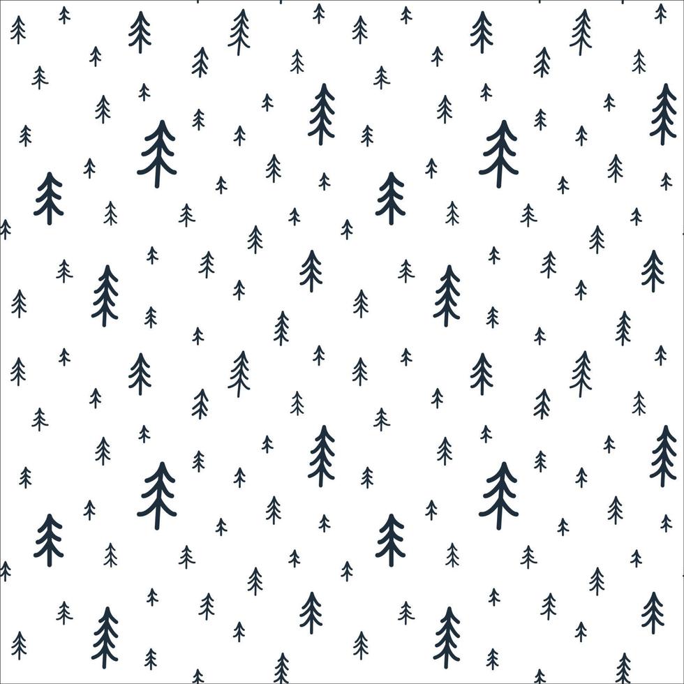 Kiefer nahtlose Muster. Doodle-Stil. einfache Illustration des Weihnachtsbaums. Winterschmuck für Web, Hintergrund, Geschenkpapier, Textil, Gruß- und Einladungskartendekoration und -design vektor