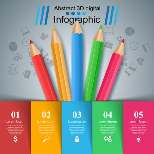 Bleistift, Bildungssymbol. Geschäftsinfografik. vektor