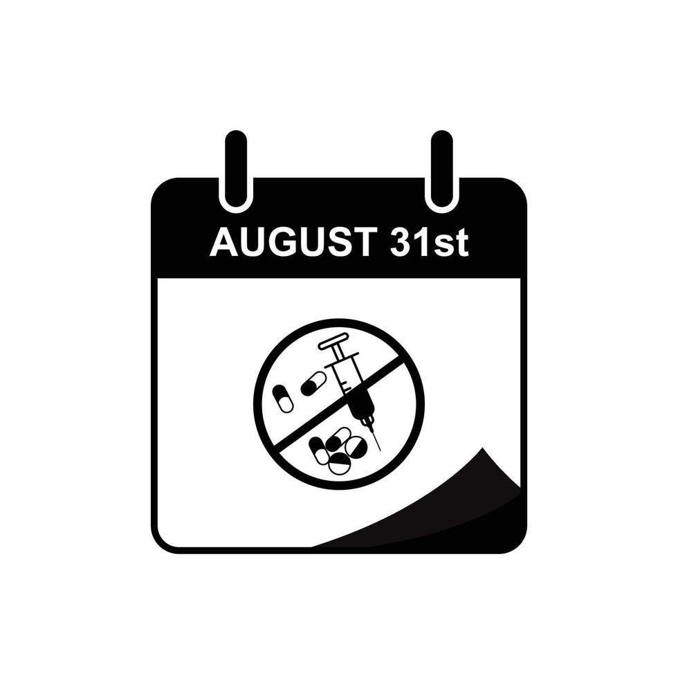 internationella kalenderikonen för dag för medvetenhet om överdos med ikon för överdosstopp. design mall vektor