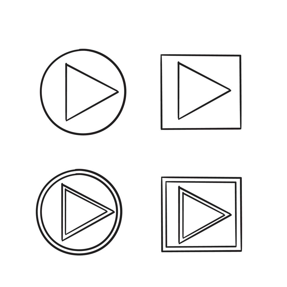 Play-Button-Symbol Illustration Vektor handgezeichneten Stil