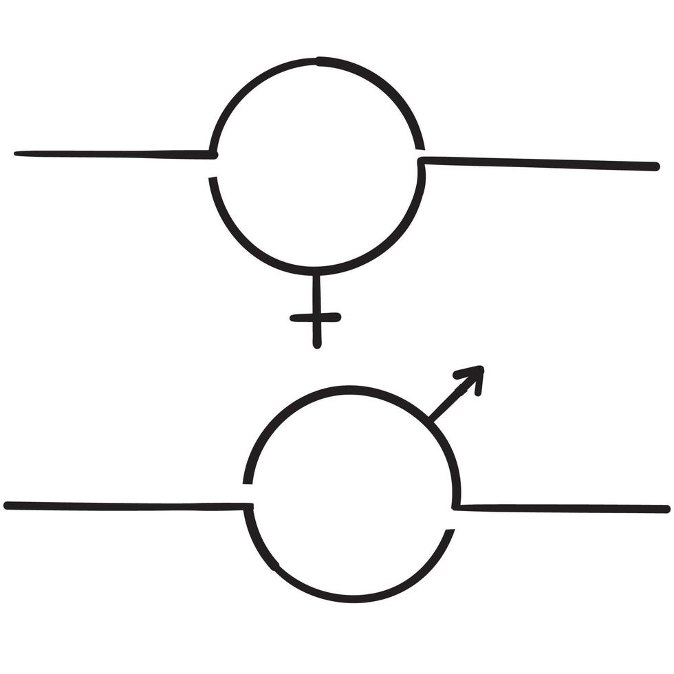 kön tecken symbol ikon vektor illustration handritade stil