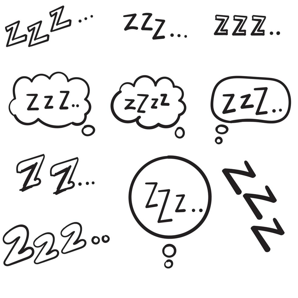 zzz schlafsymbol con illustration mit handgezeichnetem doodle-stil vektor