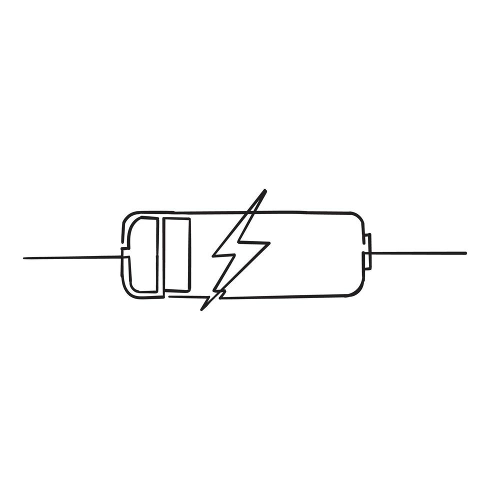 Batterieladegerät-Symbol mit handgezeichnetem Doodle-Stil vektor