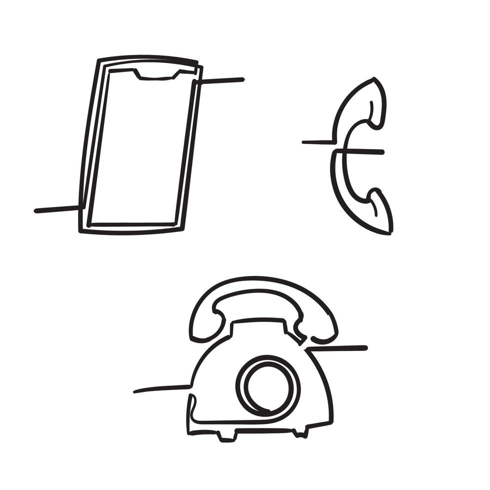 Telefonikonenvektor mit Karikaturhandzeichnungsart vektor