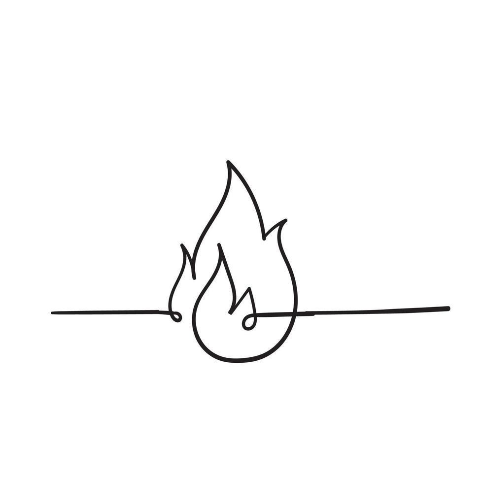 handgezeichnete Feuersymbolillustration mit einzeiligem Stil vektor