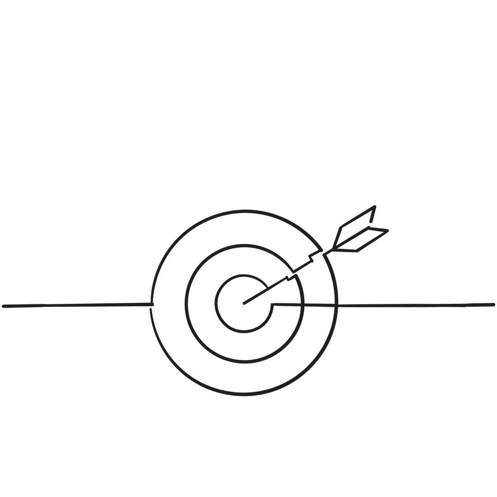 Zielsymbolpfeil mit handgezeichnetem Doodle-Stil-Vektor vektor