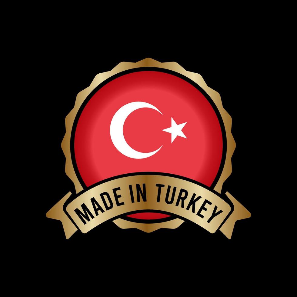 guld badge stämpel etikett knapp gjord i Turkiet vektor