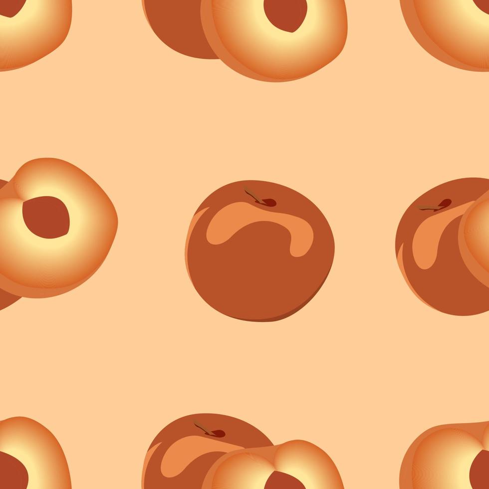 süßes Wiederholungsmuster mit Aprikosenfrucht, Aprikosenfrucht nahtloses Muster auf flachem farbigem Hintergrund erstellt. vektor