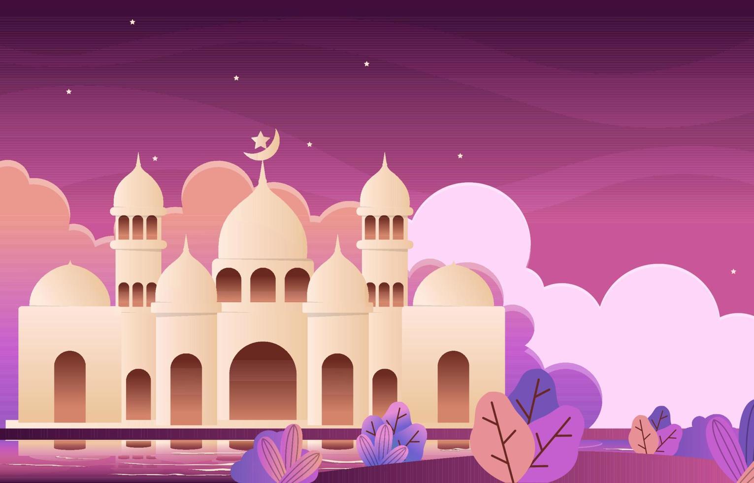 nattmoskén ramadan kareem eid mubarak islamiskt muslimskt firande kort vektor