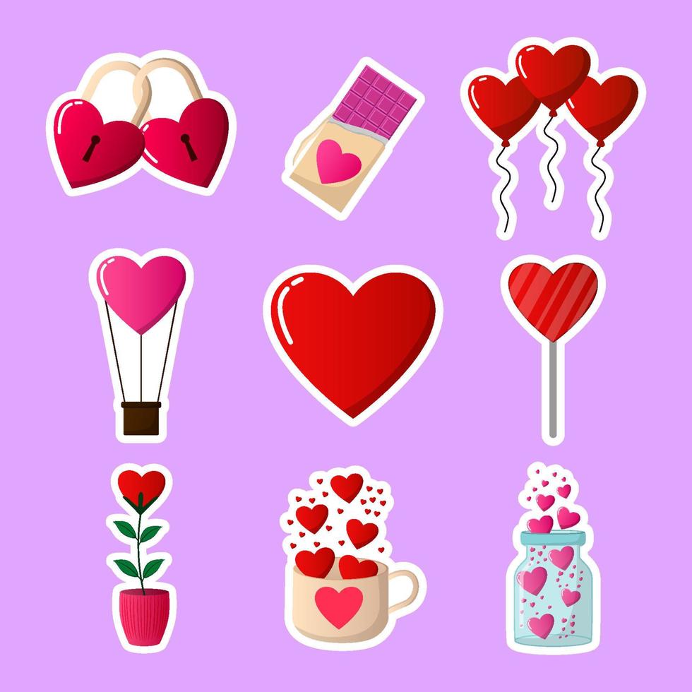 Valentinstag Stickerset vektor