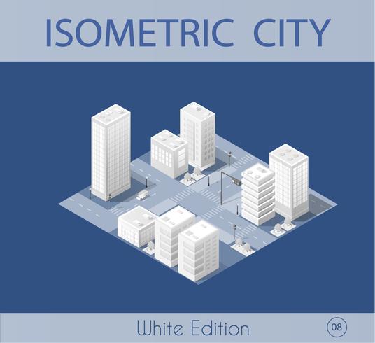 Die isometrische Stadt mit Wolkenkratzer vektor