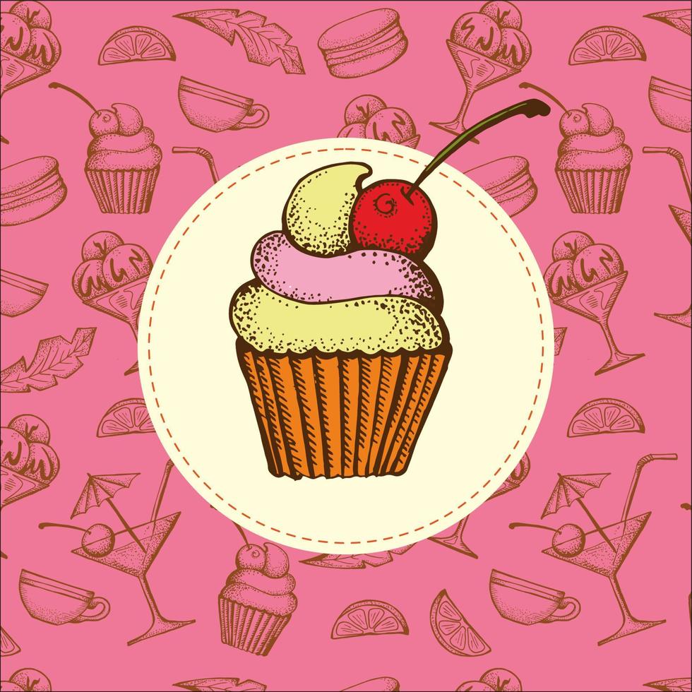 handgezeichnetes Dessert. handgezeichnete Vektor-Illustration. vektor