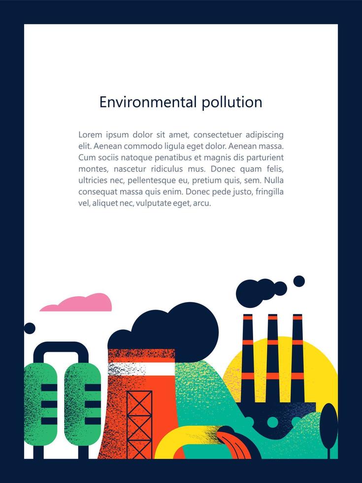 Verschmutzung der Umwelt durch schädliche Emissionen in die Atmosphäre und ins Wasser. Vektorillustration 03.jpg vektor