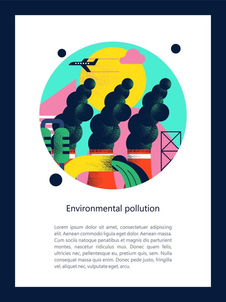 förorening av miljön genom skadliga utsläpp till atmosfären och vattnet. vektorillustration 03.jpg vektor