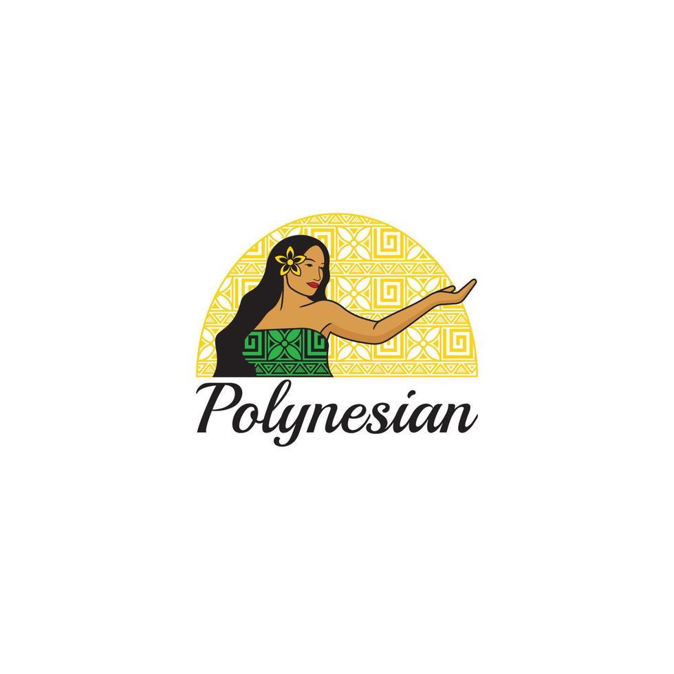 polynesisches Mädchenlogo oder Charakterdesign vektor