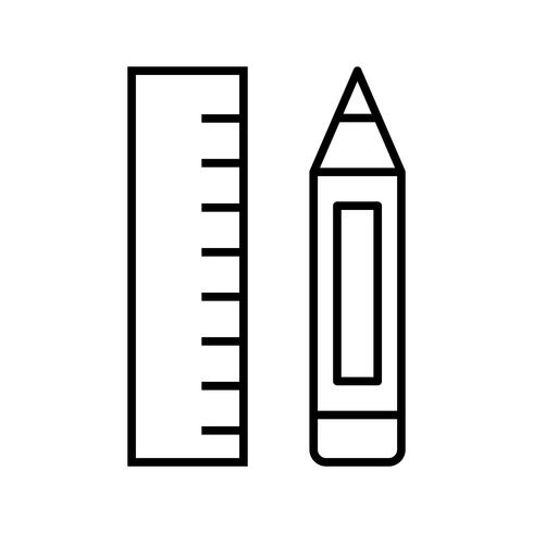 Pencil &amp; Linjal Line Black Icon vektor