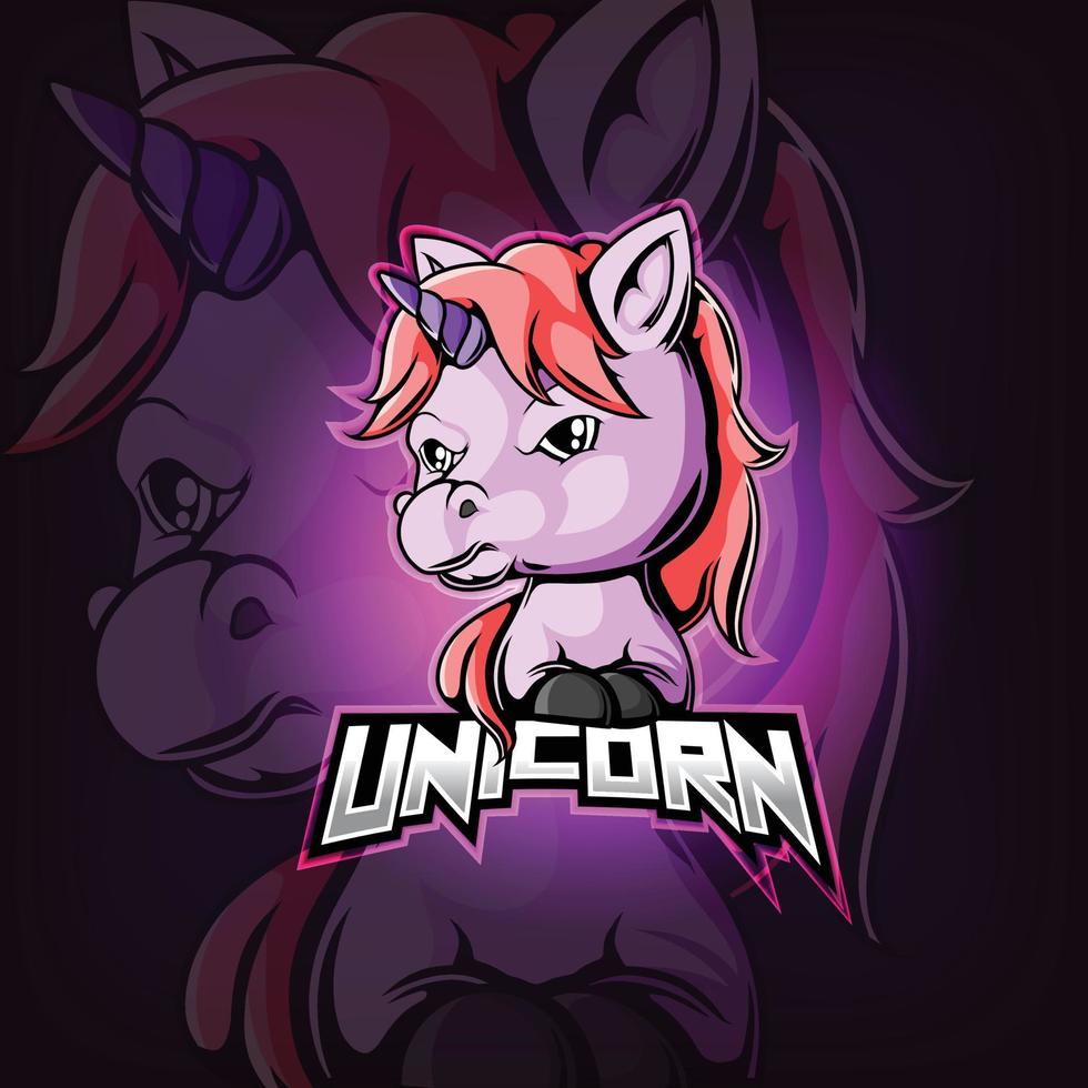 unicorn maskot esport logotypdesign vektor