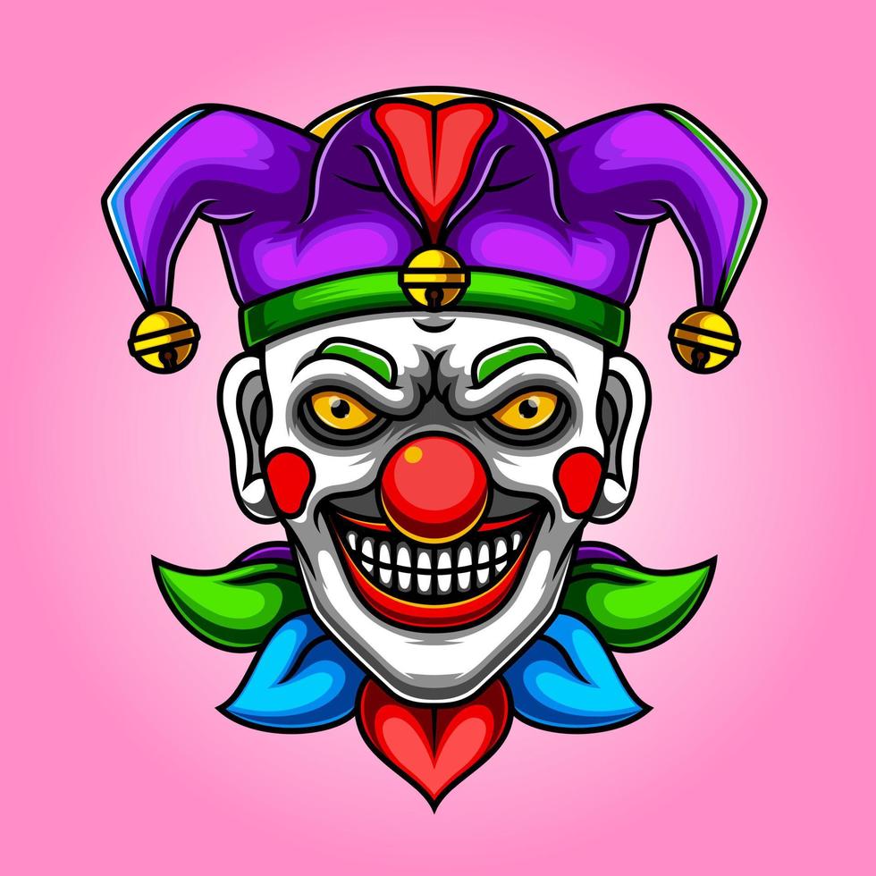 gruseliges Clown-Maskottchen vektor