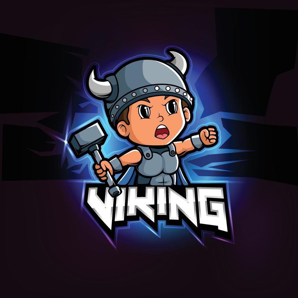 Wikinger-Maskottchen-Esport-Logo-Design vektor