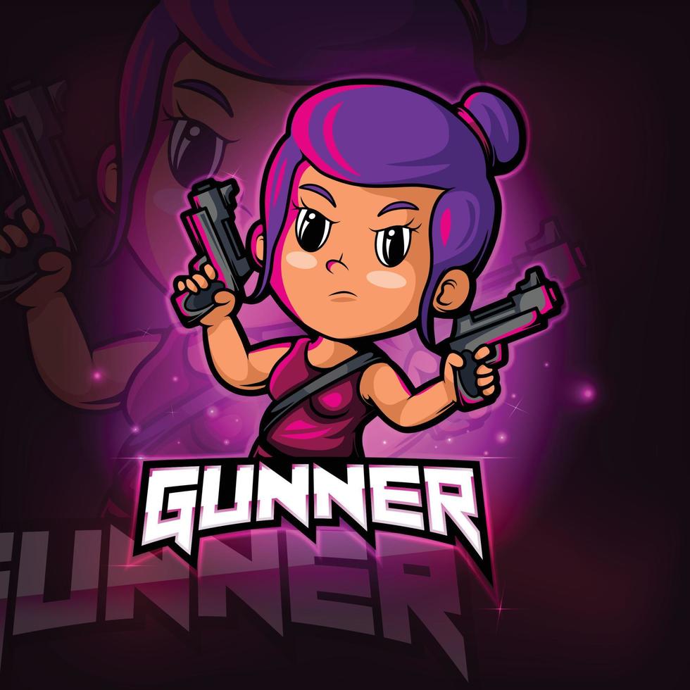 gunner flicka maskot esport logotyp design vektor