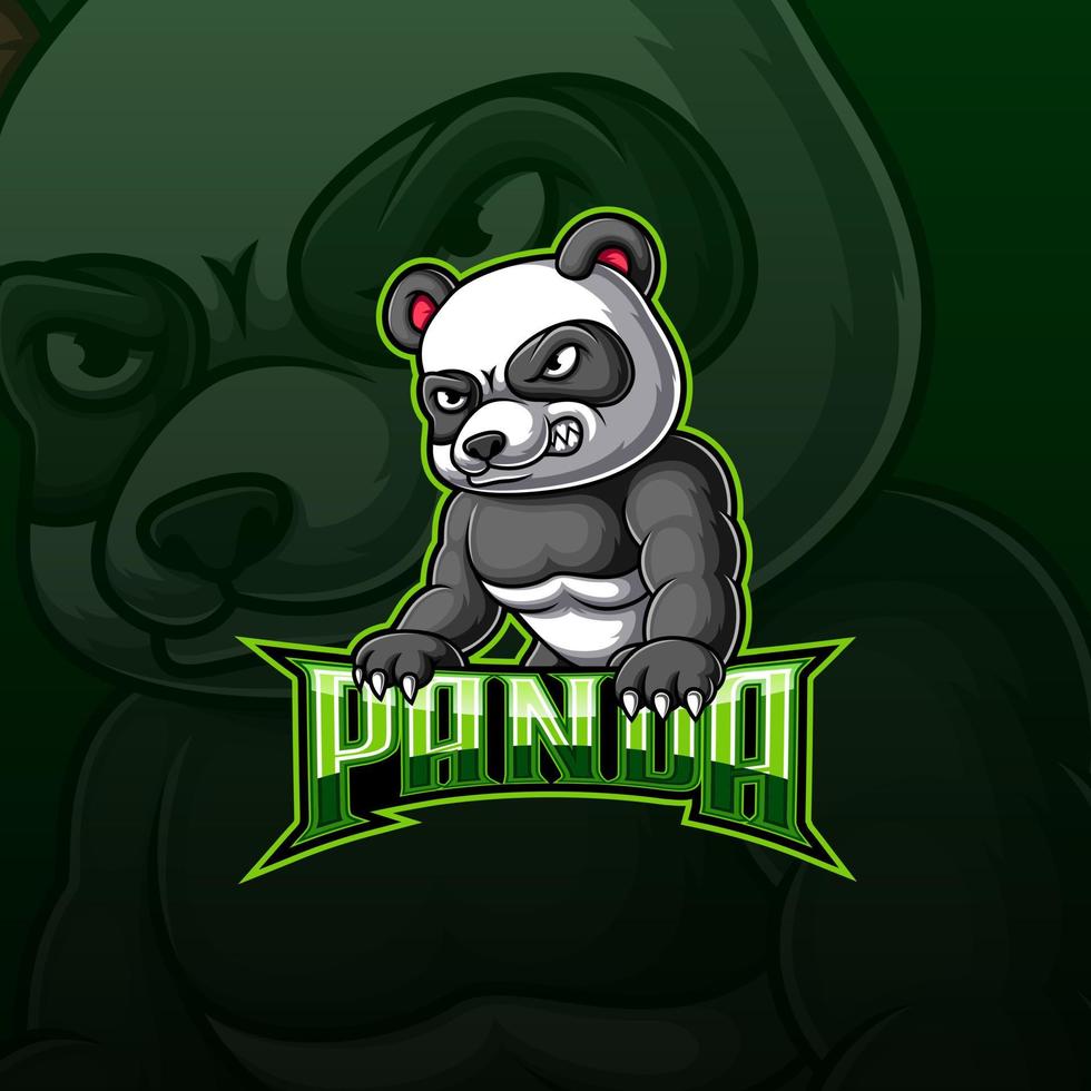 arg stark panda maskot e sport logotyp design vektor