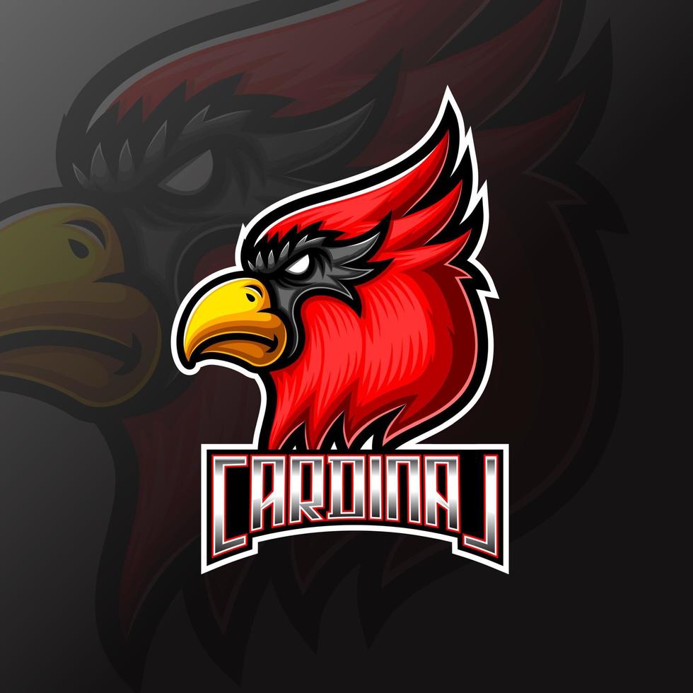 cardinal bird head maskot e sport logotyp vektor