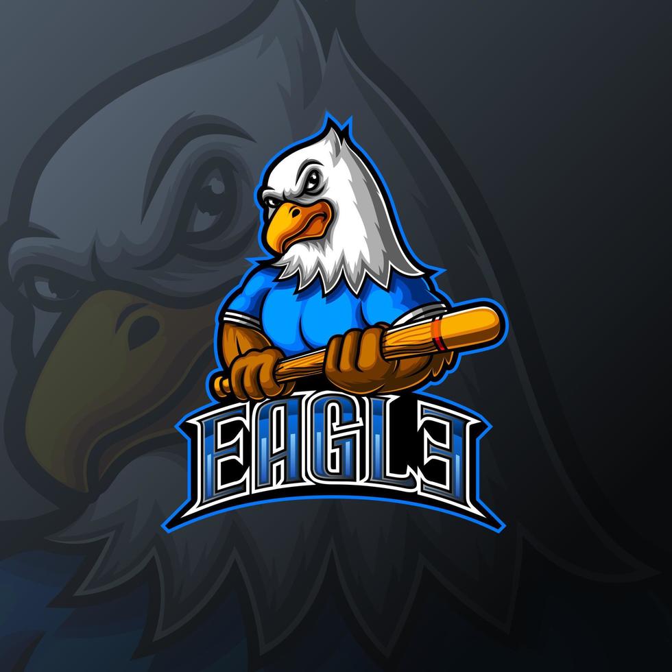 Adler-Baseball-Maskottchen und Sport-Logo-Design vektor