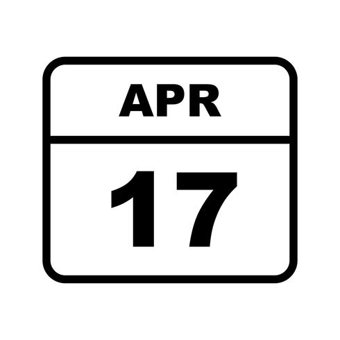 17 april Datum på en enkel dagskalender vektor