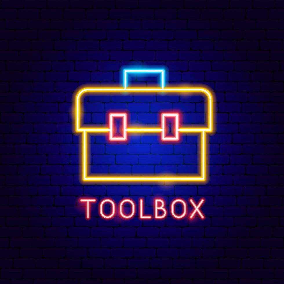 Toolbox Neon-Etikett vektor